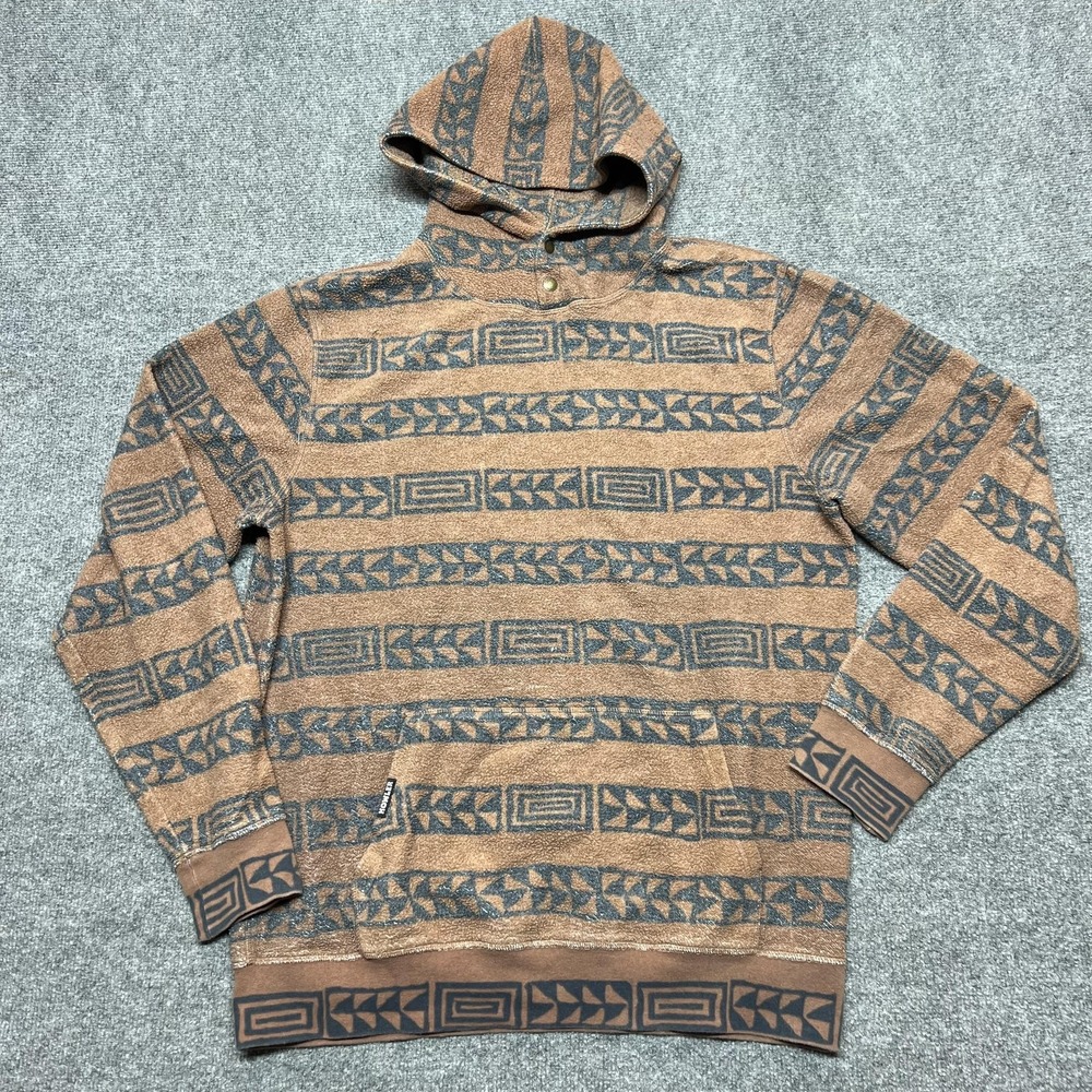 Howler Bros Hoodie Mens Large Brown Fleece Pullover Geometric Kangaroo Pocket